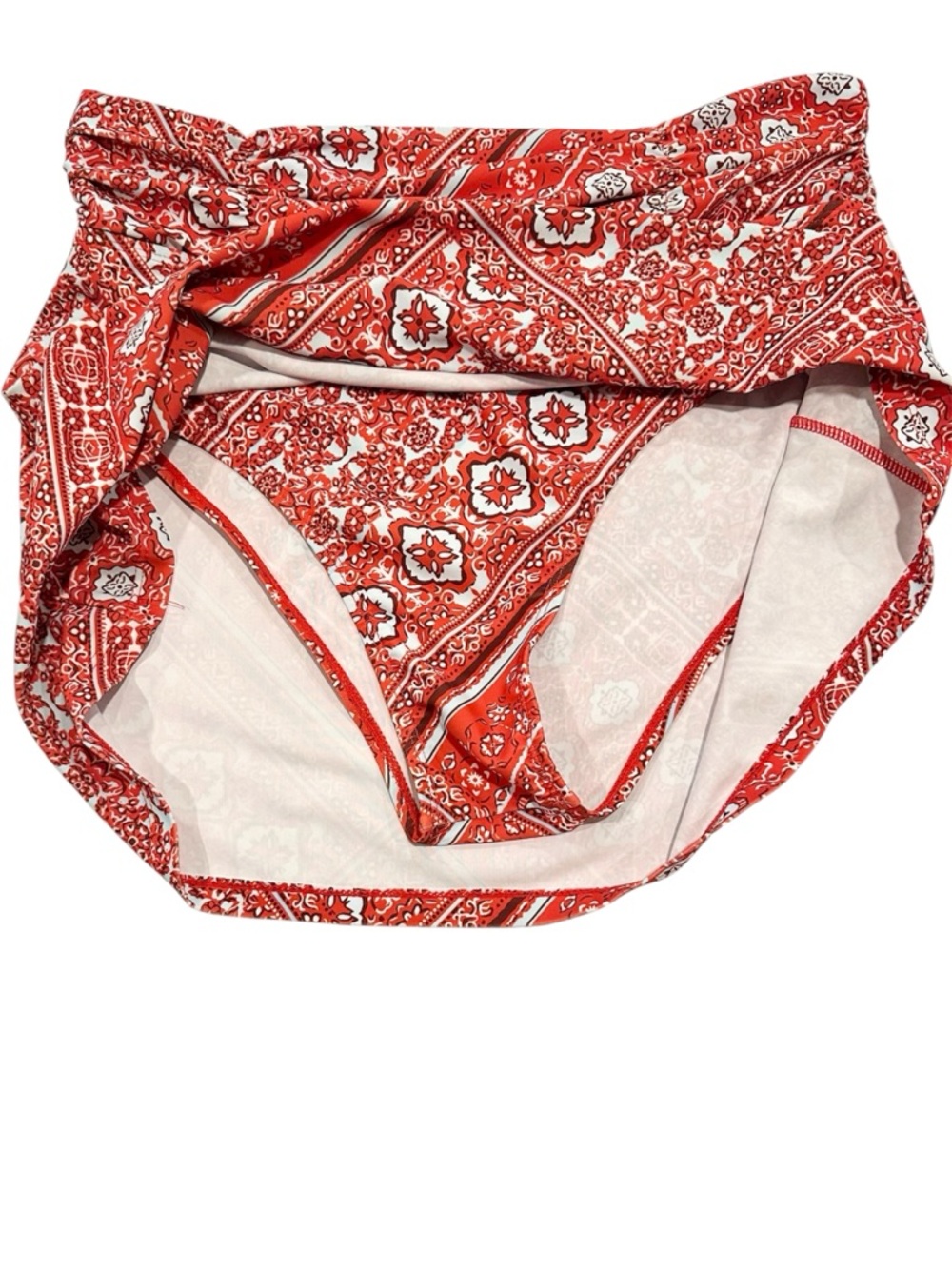 Red Ruched Bandana Print Tankini Top and Skort Swim Set - Size: Large - Picture 9 of 11